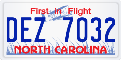 NC license plate DEZ7032