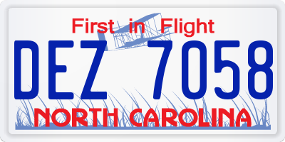 NC license plate DEZ7058