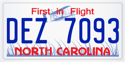 NC license plate DEZ7093