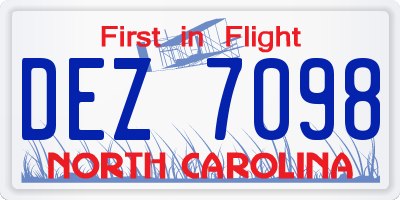 NC license plate DEZ7098