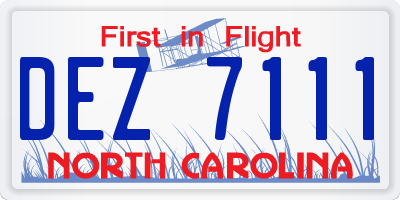 NC license plate DEZ7111