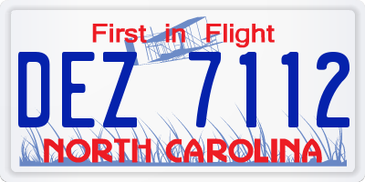 NC license plate DEZ7112