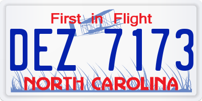 NC license plate DEZ7173
