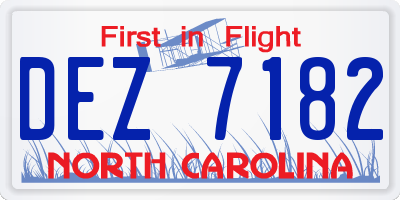 NC license plate DEZ7182