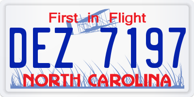NC license plate DEZ7197