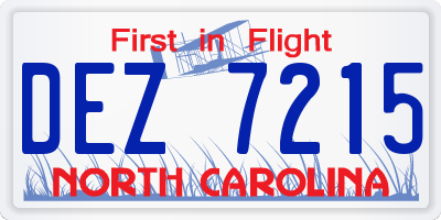 NC license plate DEZ7215