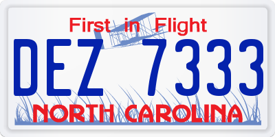 NC license plate DEZ7333