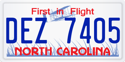 NC license plate DEZ7405