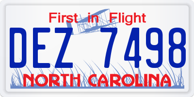 NC license plate DEZ7498