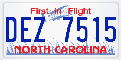 NC license plate DEZ7515