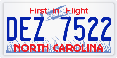 NC license plate DEZ7522