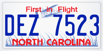 NC license plate DEZ7523