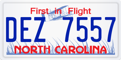 NC license plate DEZ7557