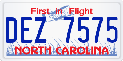 NC license plate DEZ7575