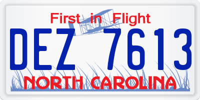 NC license plate DEZ7613