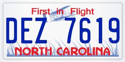 NC license plate DEZ7619