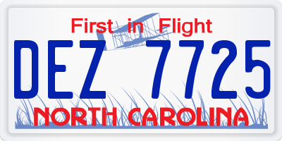 NC license plate DEZ7725