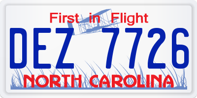 NC license plate DEZ7726