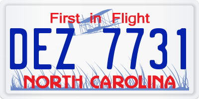 NC license plate DEZ7731