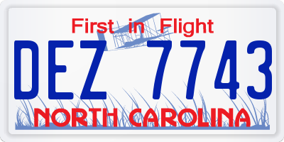 NC license plate DEZ7743
