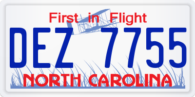 NC license plate DEZ7755
