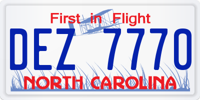 NC license plate DEZ7770