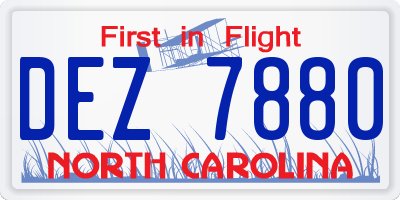 NC license plate DEZ7880