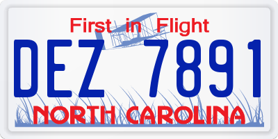 NC license plate DEZ7891