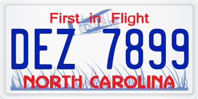 NC license plate DEZ7899