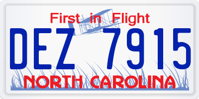 NC license plate DEZ7915
