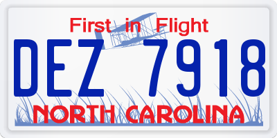 NC license plate DEZ7918
