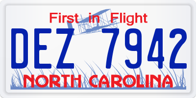 NC license plate DEZ7942