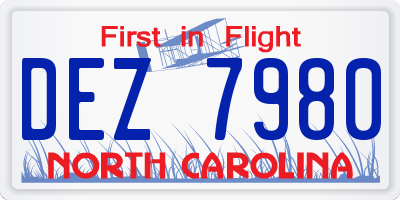NC license plate DEZ7980