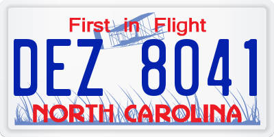 NC license plate DEZ8041