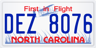 NC license plate DEZ8076