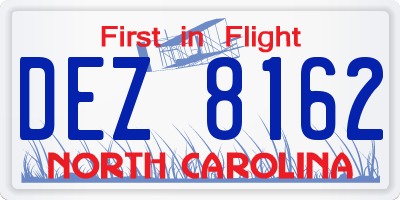 NC license plate DEZ8162