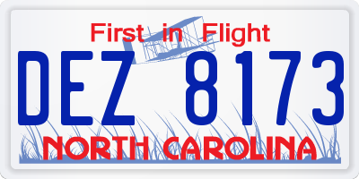 NC license plate DEZ8173