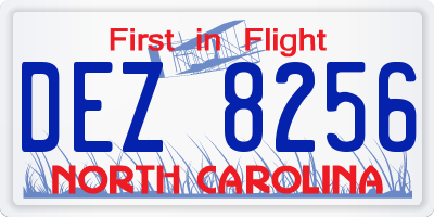 NC license plate DEZ8256