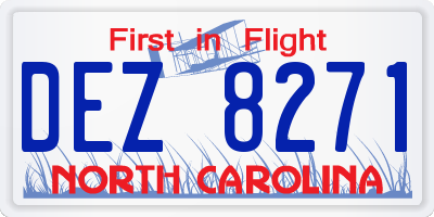NC license plate DEZ8271