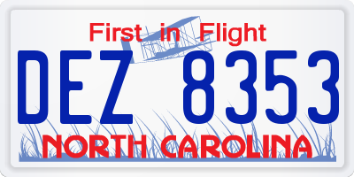 NC license plate DEZ8353