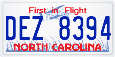NC license plate DEZ8394