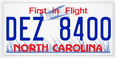 NC license plate DEZ8400