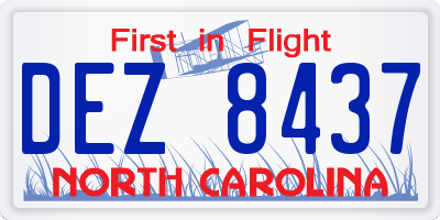 NC license plate DEZ8437