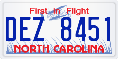 NC license plate DEZ8451