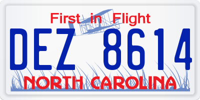 NC license plate DEZ8614