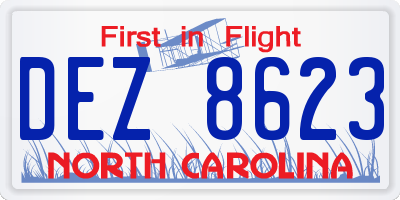 NC license plate DEZ8623