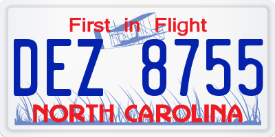 NC license plate DEZ8755