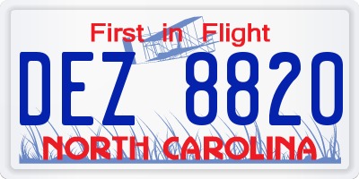NC license plate DEZ8820