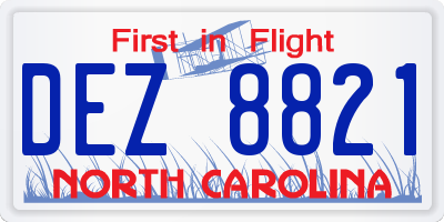 NC license plate DEZ8821