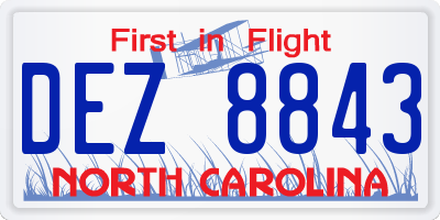 NC license plate DEZ8843